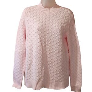 Studio Works Light Pink Scalloped Knit Pullover Sweater Mock Neck PL